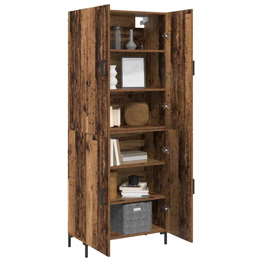 Highboard Oud hout 69,5 x 34 x 180 cm Bewerkt hout