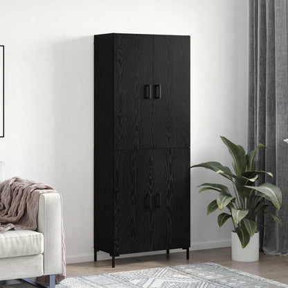 Highboard Zwart eiken 69,5 x 34 x 180 cm Bewerkt hout