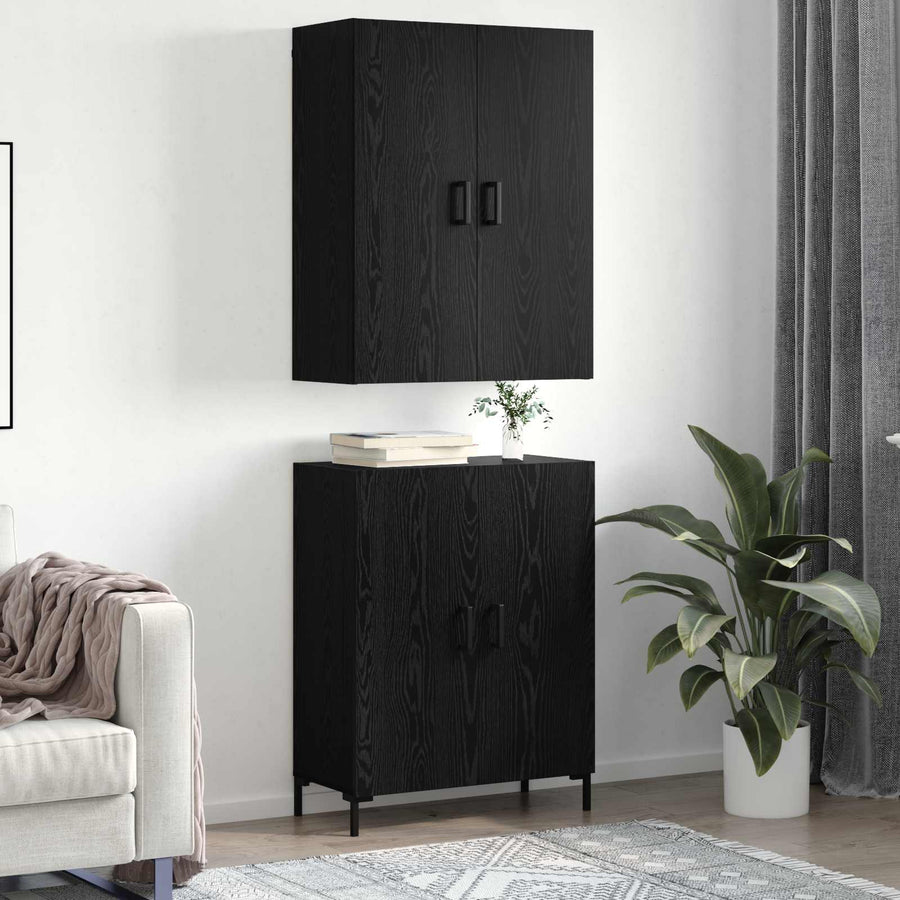 Highboard Zwart eiken 69,5 x 34 x 180 cm Bewerkt hout