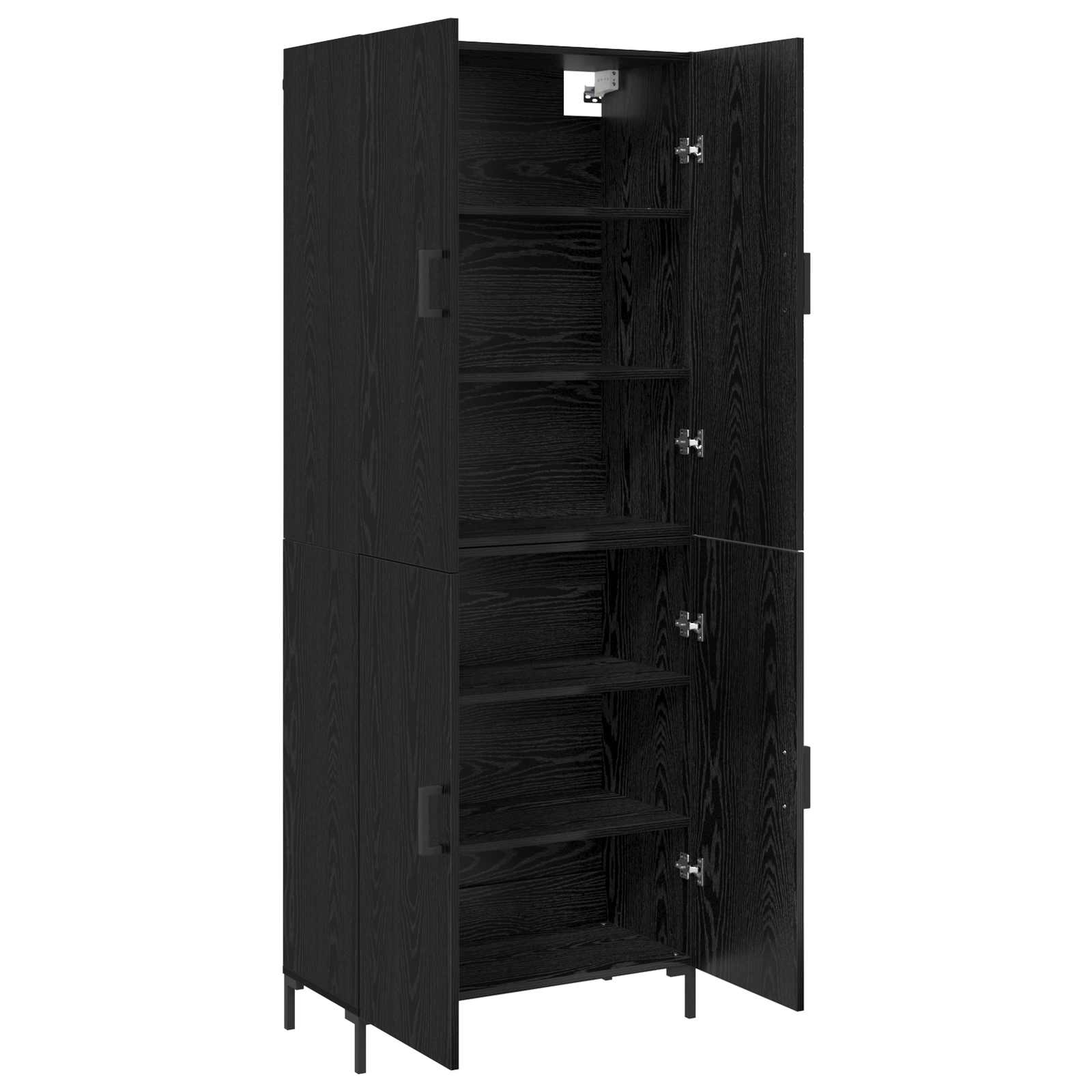 Highboard Zwart eiken 69,5 x 34 x 180 cm Bewerkt hout