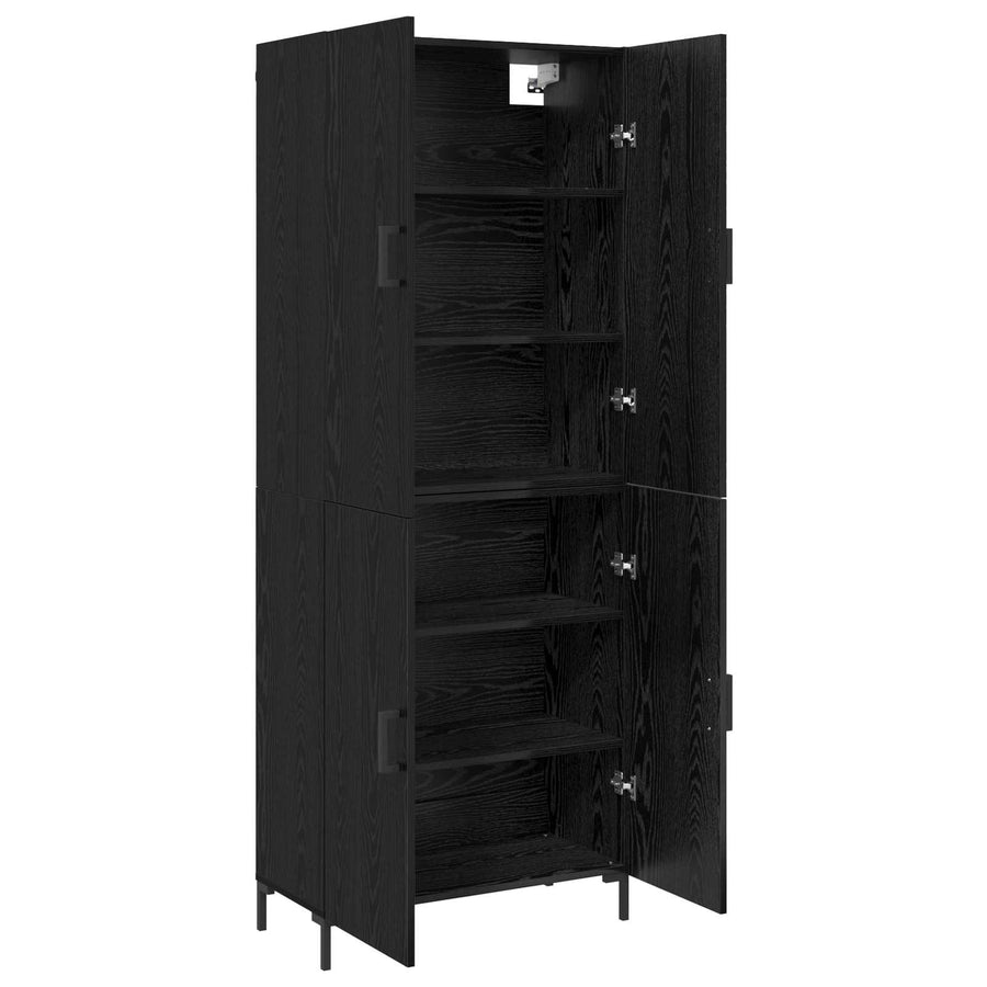 Highboard Zwart eiken 69,5 x 34 x 180 cm Bewerkt hout