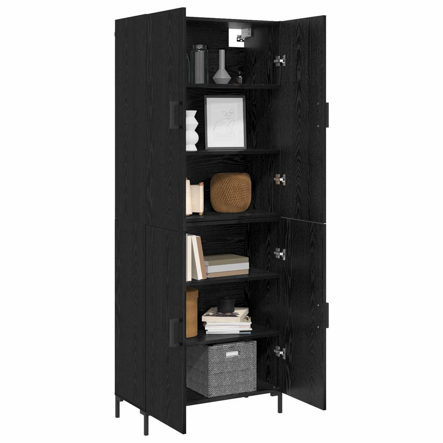 Highboard Zwart eiken 69,5 x 34 x 180 cm Bewerkt hout