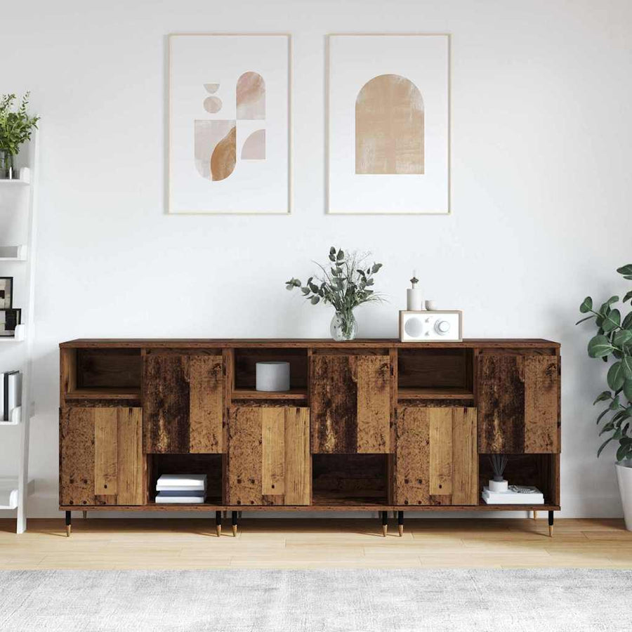 Dressoirs 3 pcs Oud hout 180 x 35 x 70 cm Bewerkt hout