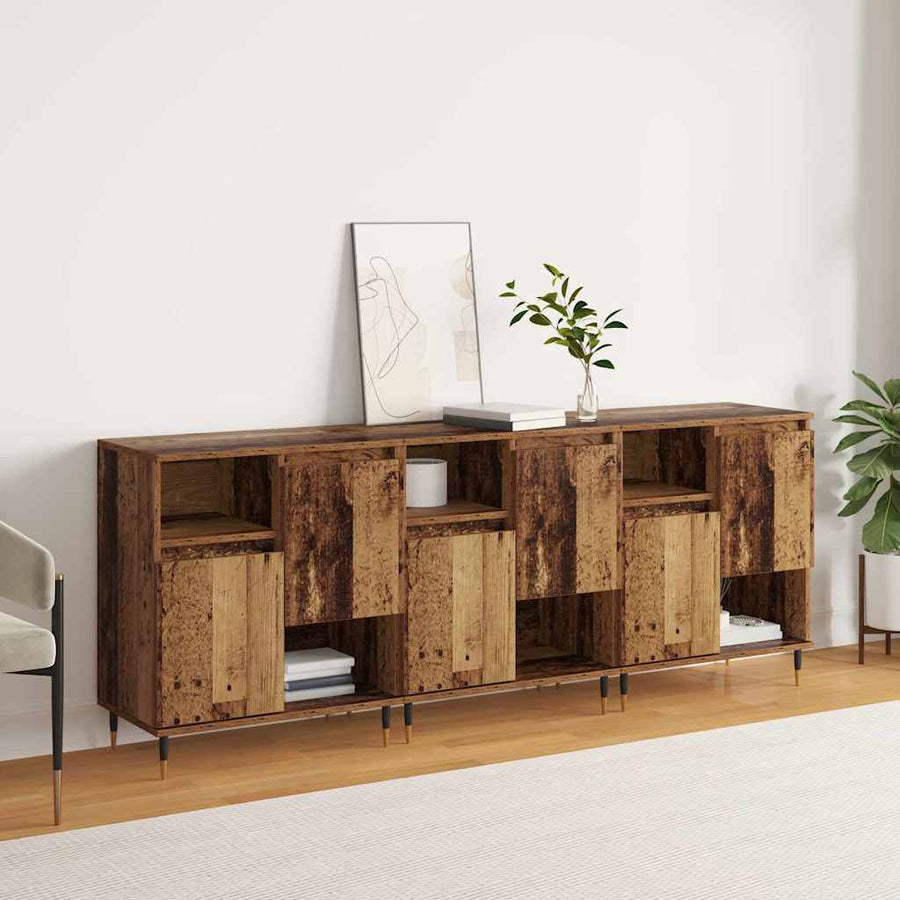 Dressoirs 3 pcs Oud hout 180 x 35 x 70 cm Bewerkt hout