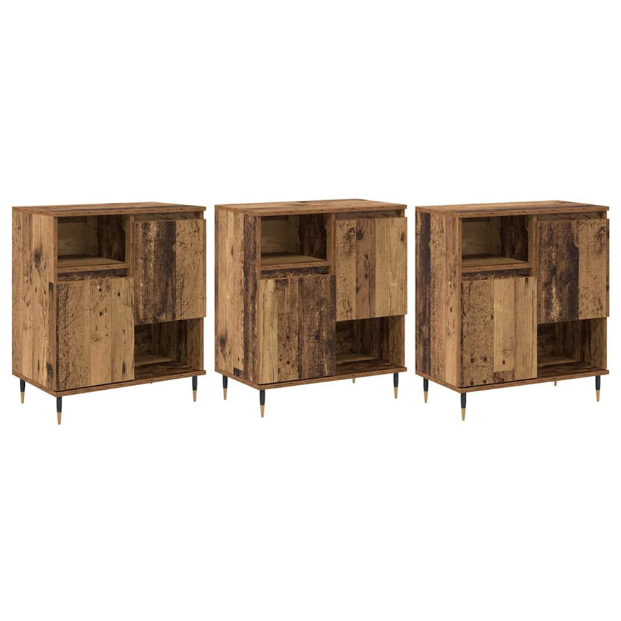 Dressoirs 3 pcs Oud hout 180 x 35 x 70 cm Bewerkt hout