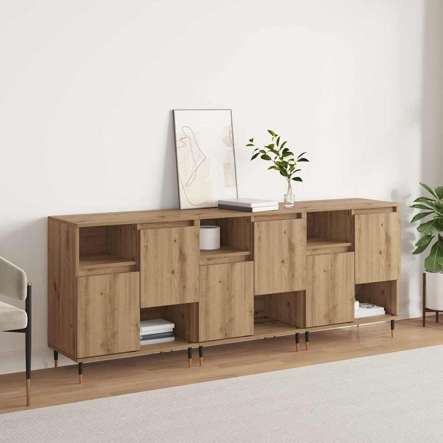 Dressoirs 3 pcs artisanaal eikenkleurig 180 x 35 x 70 cm