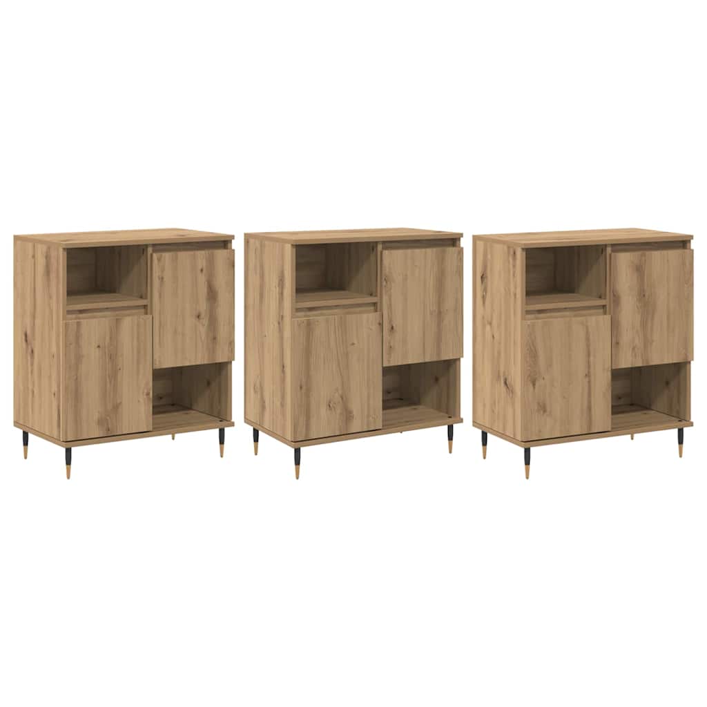 Dressoirs 3 pcs artisanaal eikenkleurig 180 x 35 x 70 cm