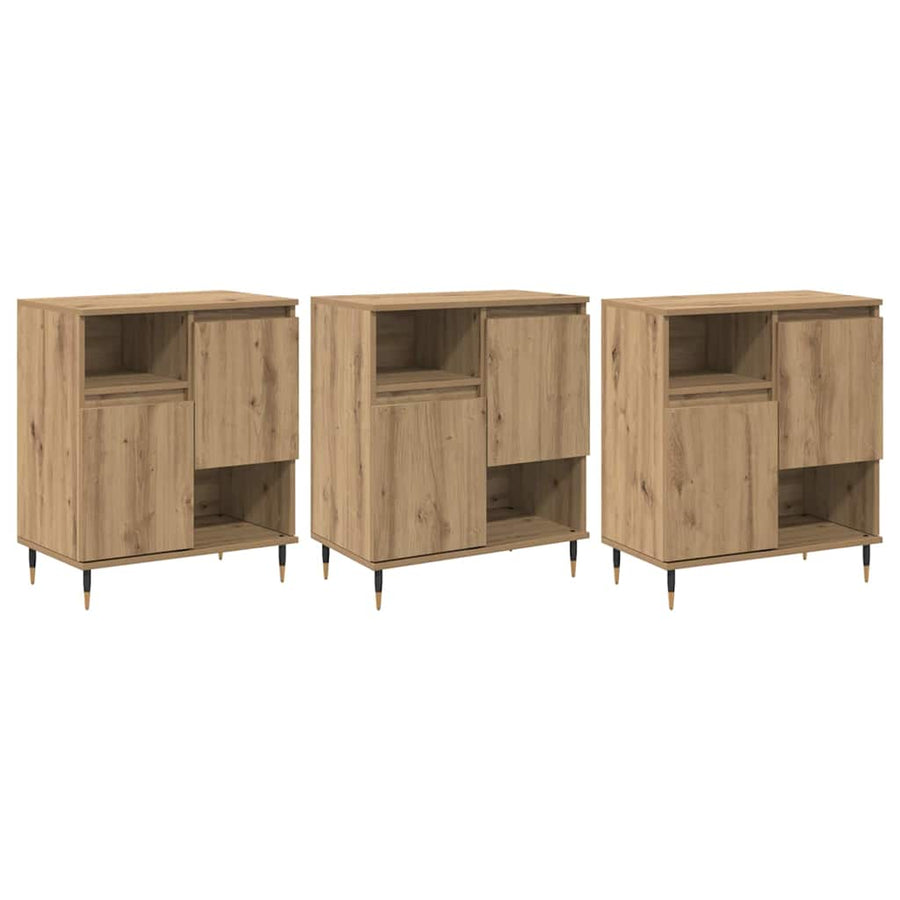 Dressoirs 3 pcs artisanaal eikenkleurig 180 x 35 x 70 cm