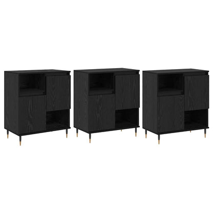 Dressoirs 3 pcs Zwart eiken 180 x 35 x 70 cm Bewerkt hout