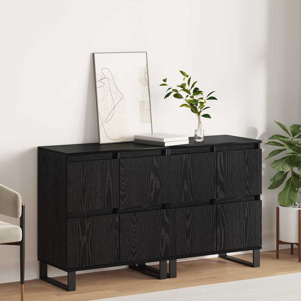 Dressoir 2 pcs Zwart Eiken 60 x 35 x 70 cm