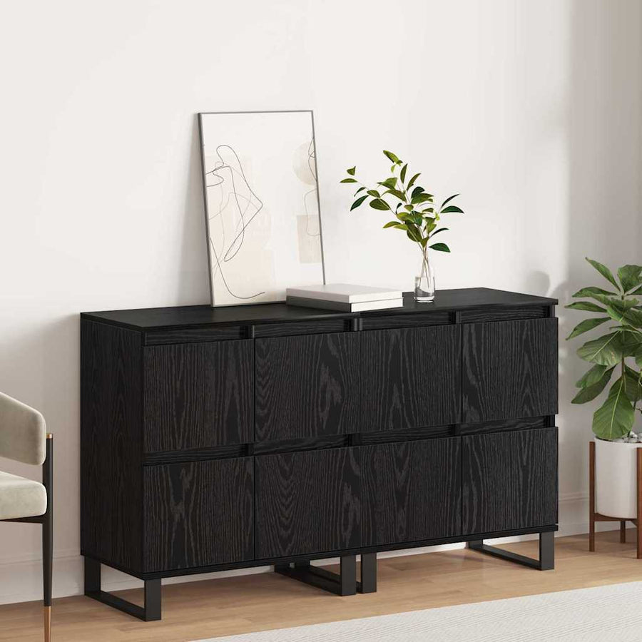 Dressoir 2 pcs Zwart Eiken 60 x 35 x 70 cm