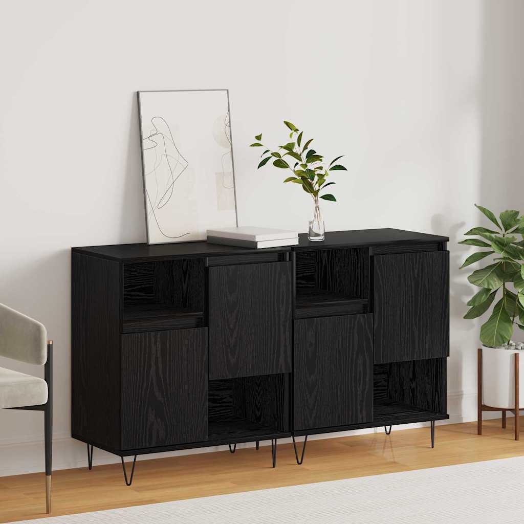 Dressoir 2 pcs Zwart Eiken 60 x 35 x 70 cm