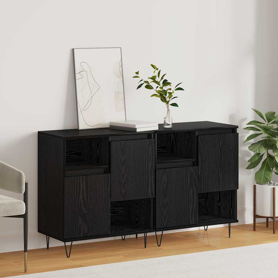 Dressoir 2 pcs Zwart Eiken 60 x 35 x 70 cm