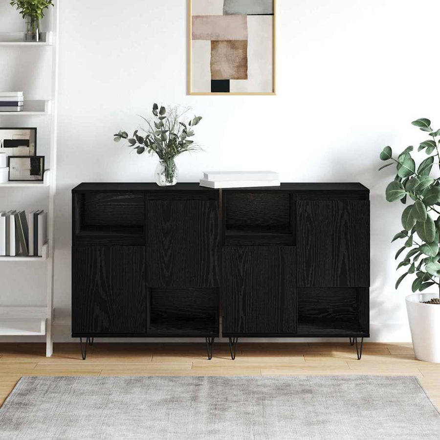 Dressoir 2 pcs Zwart Eiken 60 x 35 x 70 cm