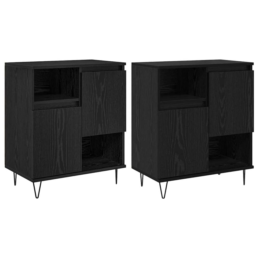 Dressoir 2 pcs Zwart Eiken 60 x 35 x 70 cm