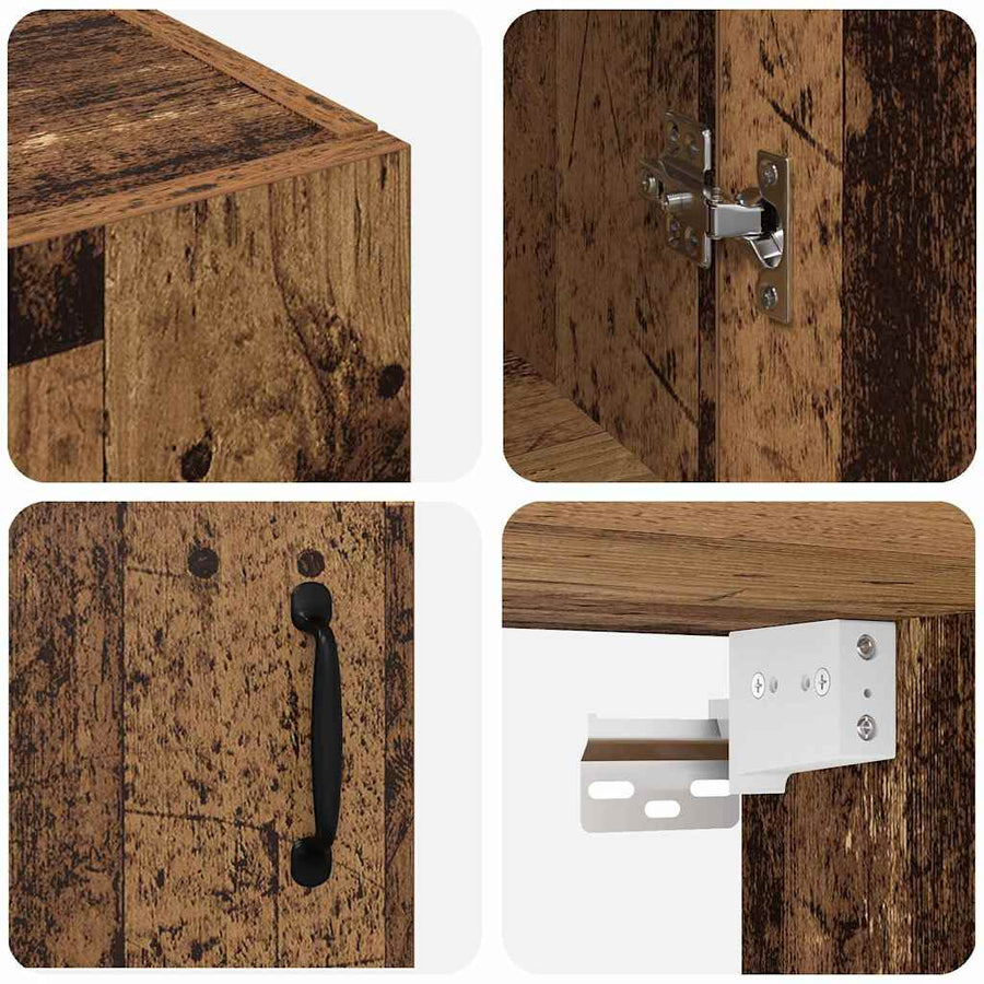 Wandkast 2 pcs Oudhout 69,5 x 34 x 90 cm Bewerkt hout