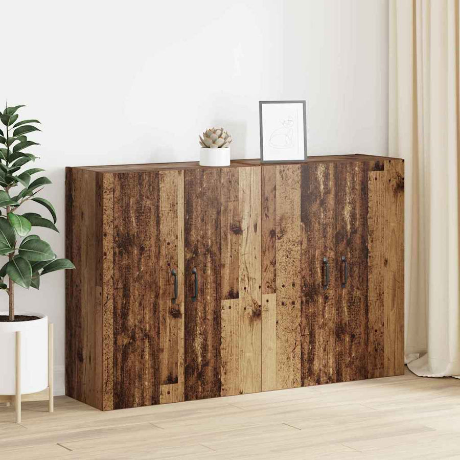Wandkast 2 pcs Oudhout 69,5 x 34 x 90 cm Bewerkt hout