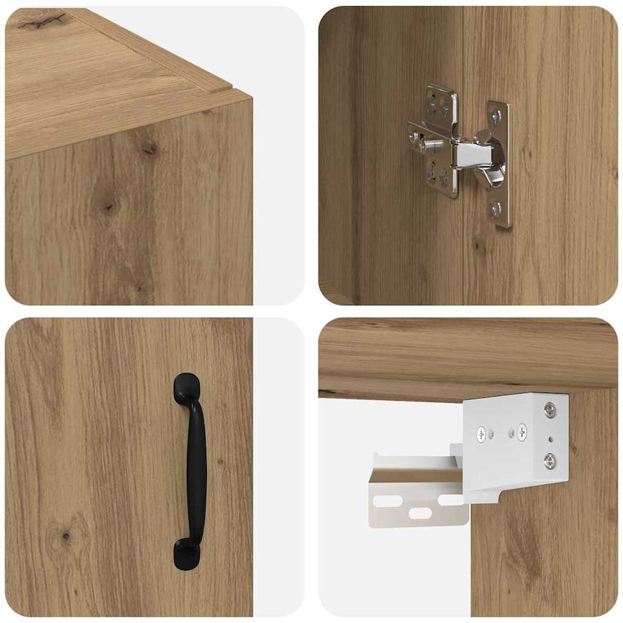 Wandkast 2 pcs Artisan Eiken 69,5 x 34 x 90 cm Bewerkt hout