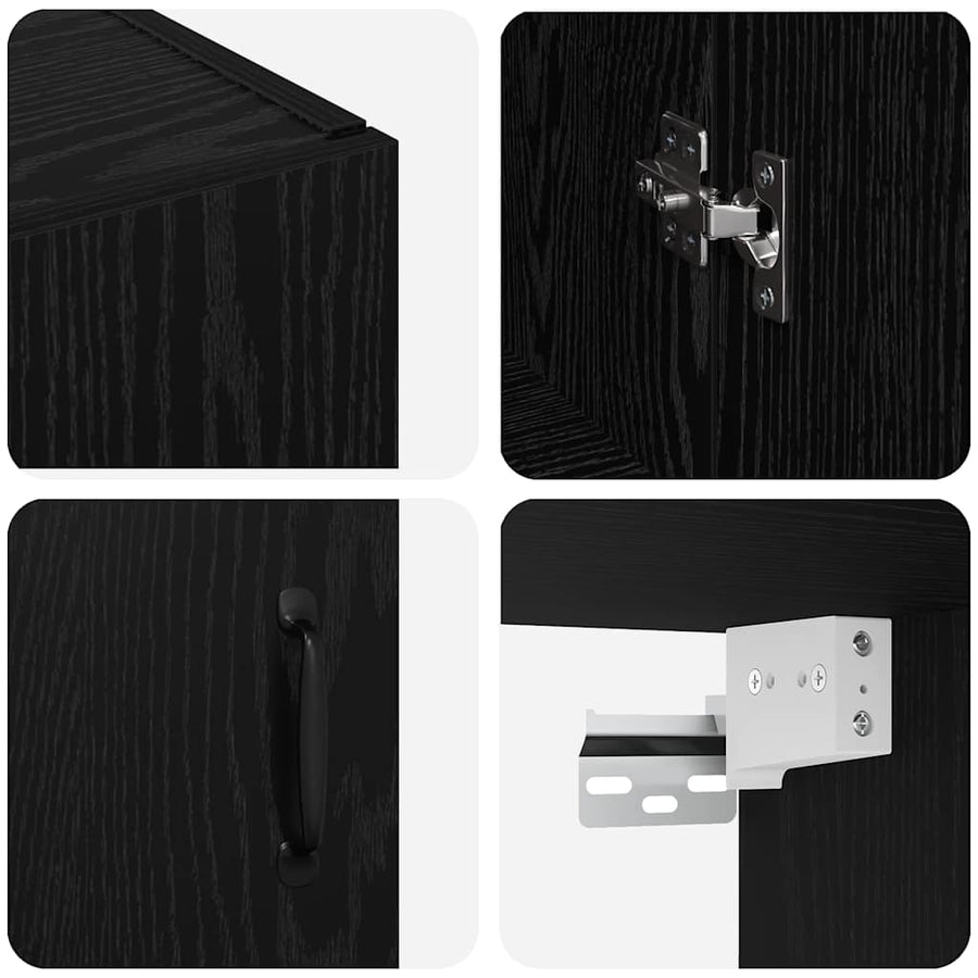 Wandkast 2 pcs Zwart Eiken 69,5 x 34 x 90 cm Bewerkt hout