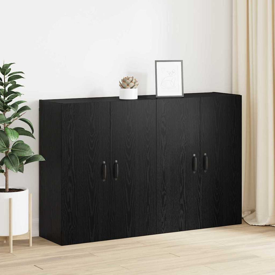 Wandkast 2 pcs Zwart Eiken 69,5 x 34 x 90 cm Bewerkt hout