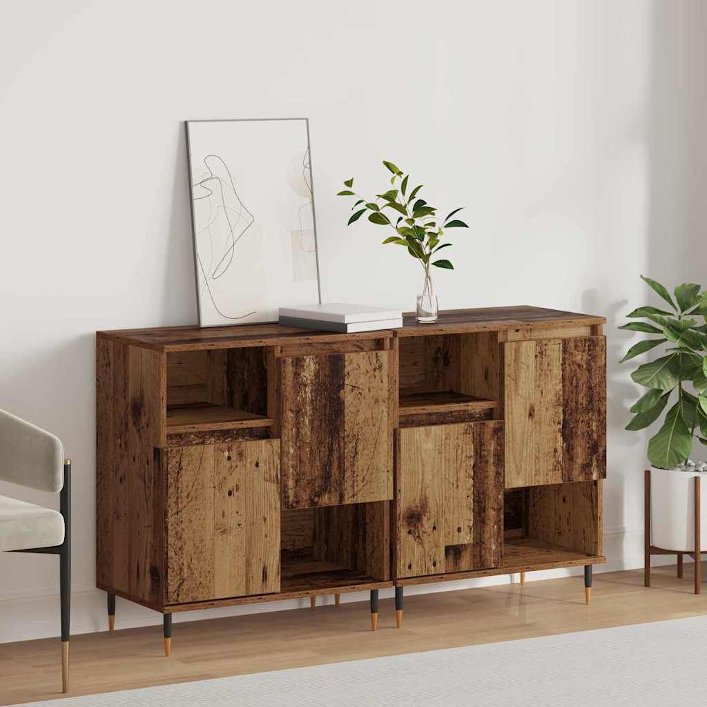 Dressoirs 2 pcs Oud hout 120 x 35 x 70 cm Bewerkt hout
