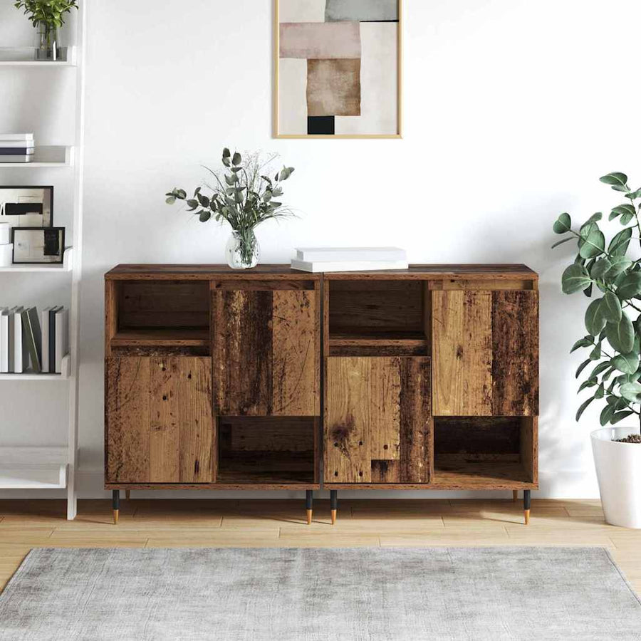 Dressoirs 2 pcs Oud hout 120 x 35 x 70 cm Bewerkt hout