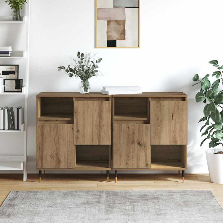 Dressoirs 2 pcs artisanaal eikenkleurig 120 x 35 x 70 cm