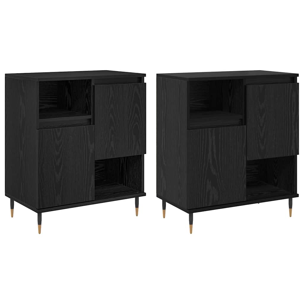 Dressoirs 2 pcs Zwart eiken 120 x 35 x 70 cm Bewerkt hout