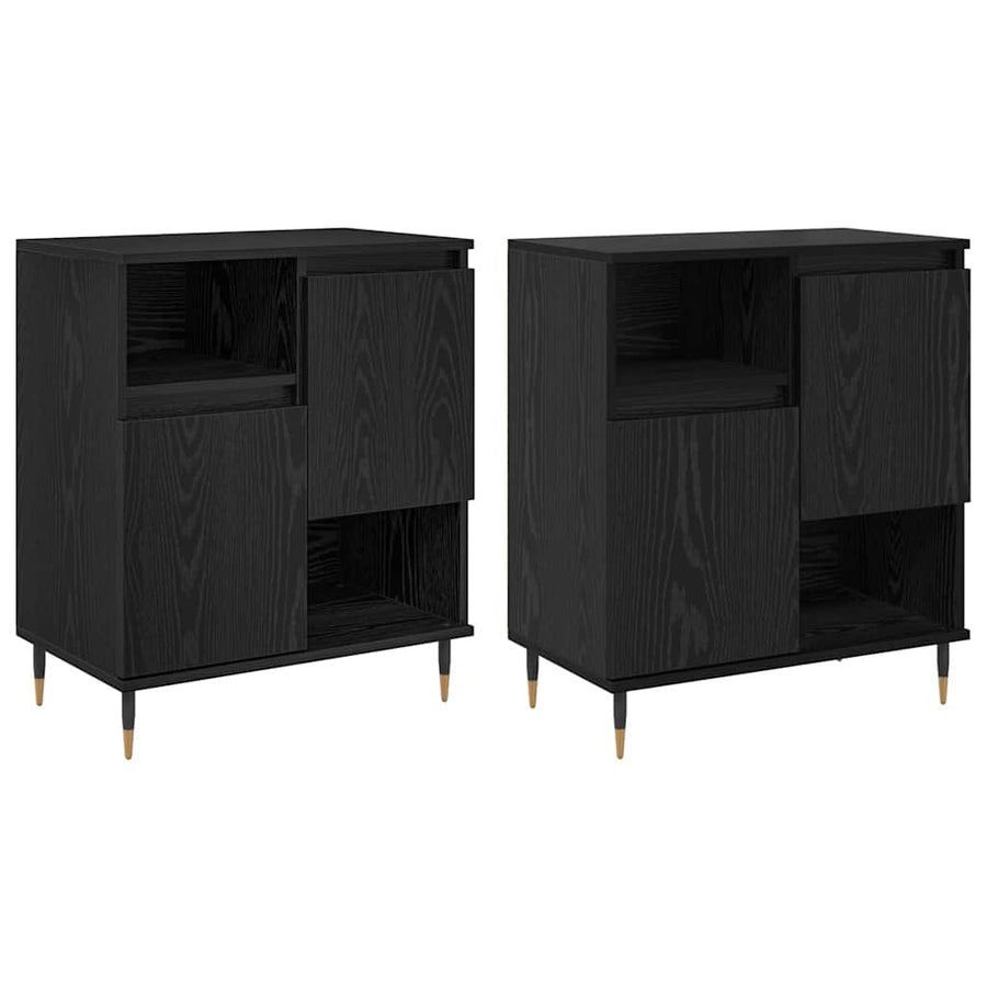 Dressoirs 2 pcs Zwart eiken 120 x 35 x 70 cm Bewerkt hout