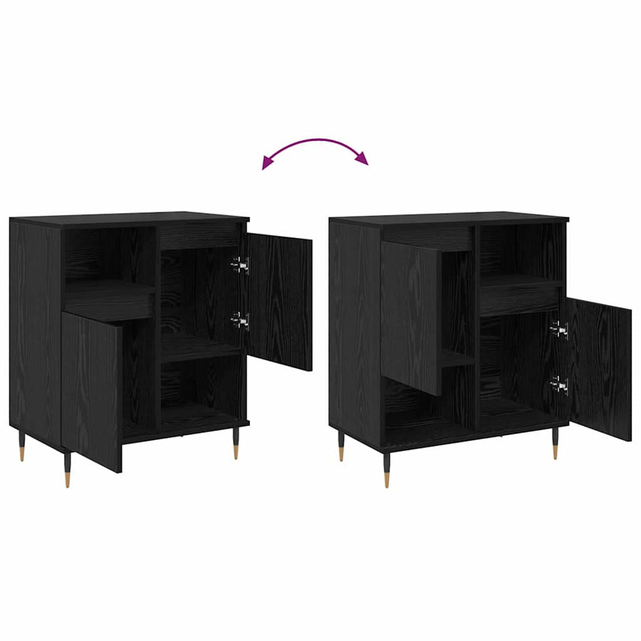 Dressoirs 2 pcs Zwart eiken 120 x 35 x 70 cm Bewerkt hout