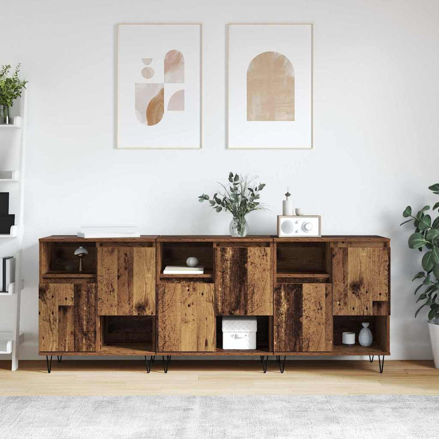 Dressoir 3 pcs Oudhout 60 x 35 x 70 cm