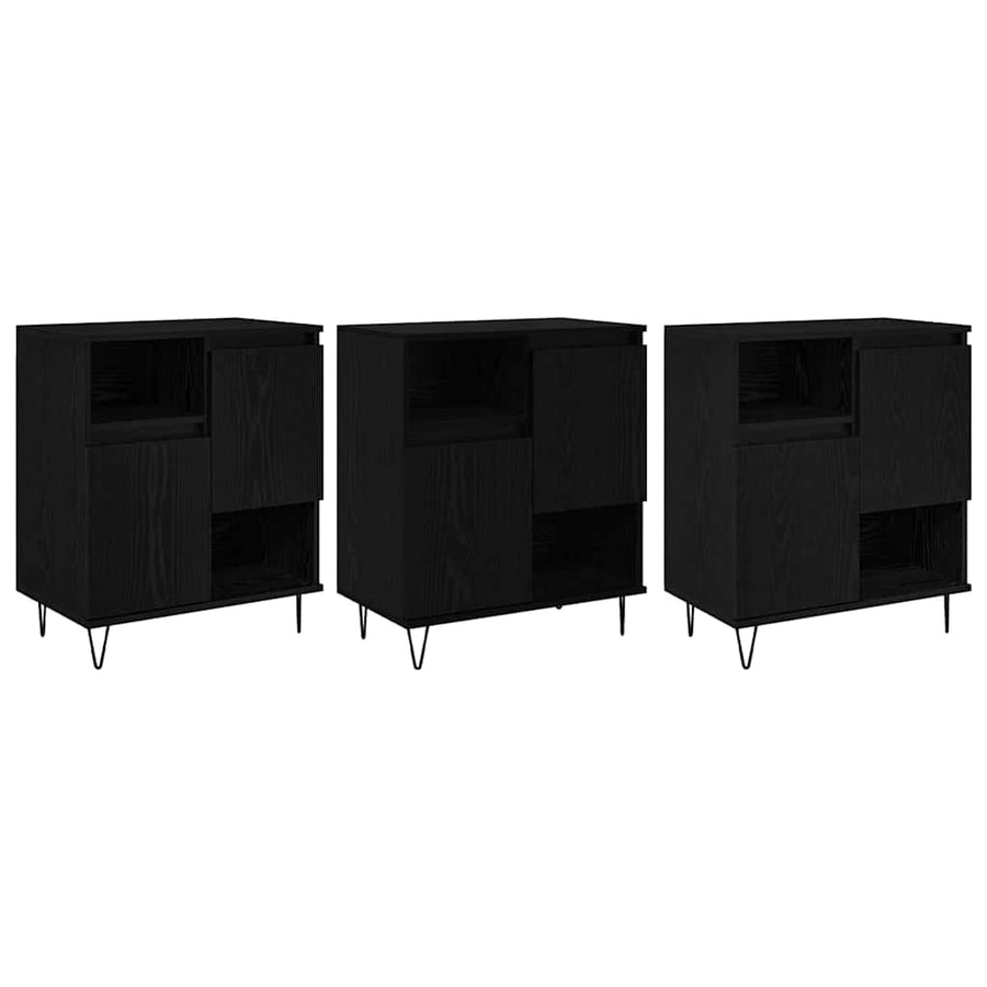 Dressoir 3 pcs Zwart Eiken 60 x 35 x 70 cm