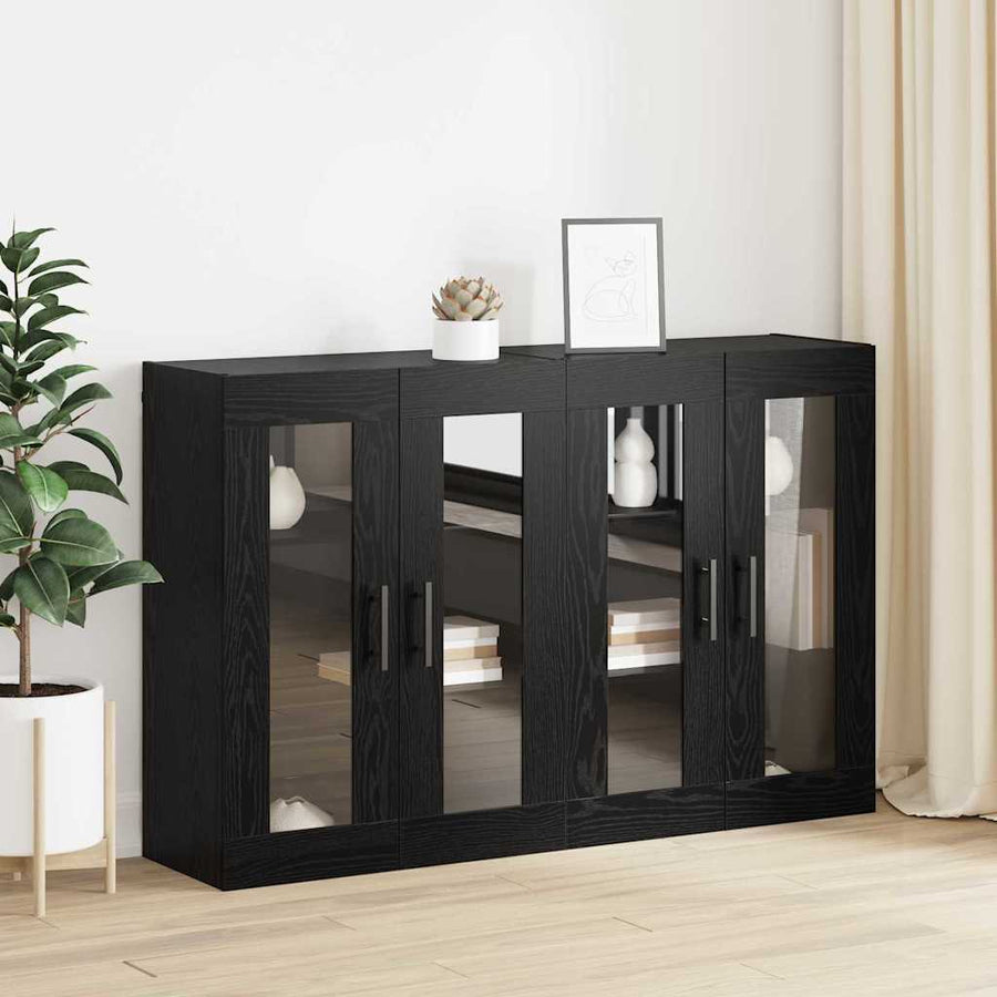 Wandgemonteerde Kasten 2 pcs Zwart eiken 69.5 x 34 x 90 cm