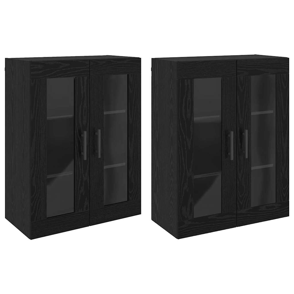 Wandgemonteerde Kasten 2 pcs Zwart eiken 69.5 x 34 x 90 cm