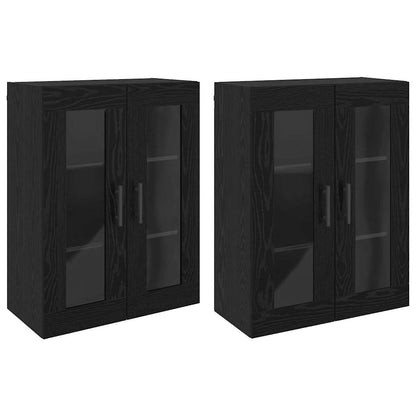 Wandgemonteerde Kasten 2 pcs Zwart eiken 69.5 x 34 x 90 cm