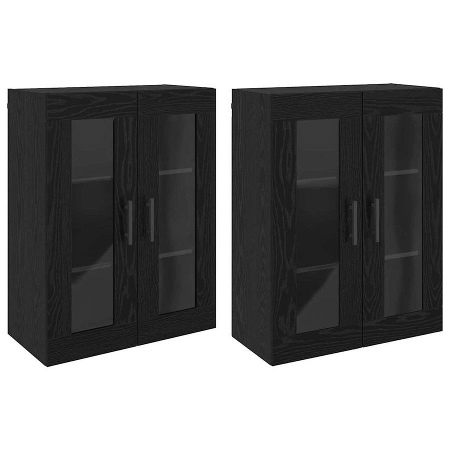 Wandgemonteerde Kasten 2 pcs Zwart eiken 69.5 x 34 x 90 cm