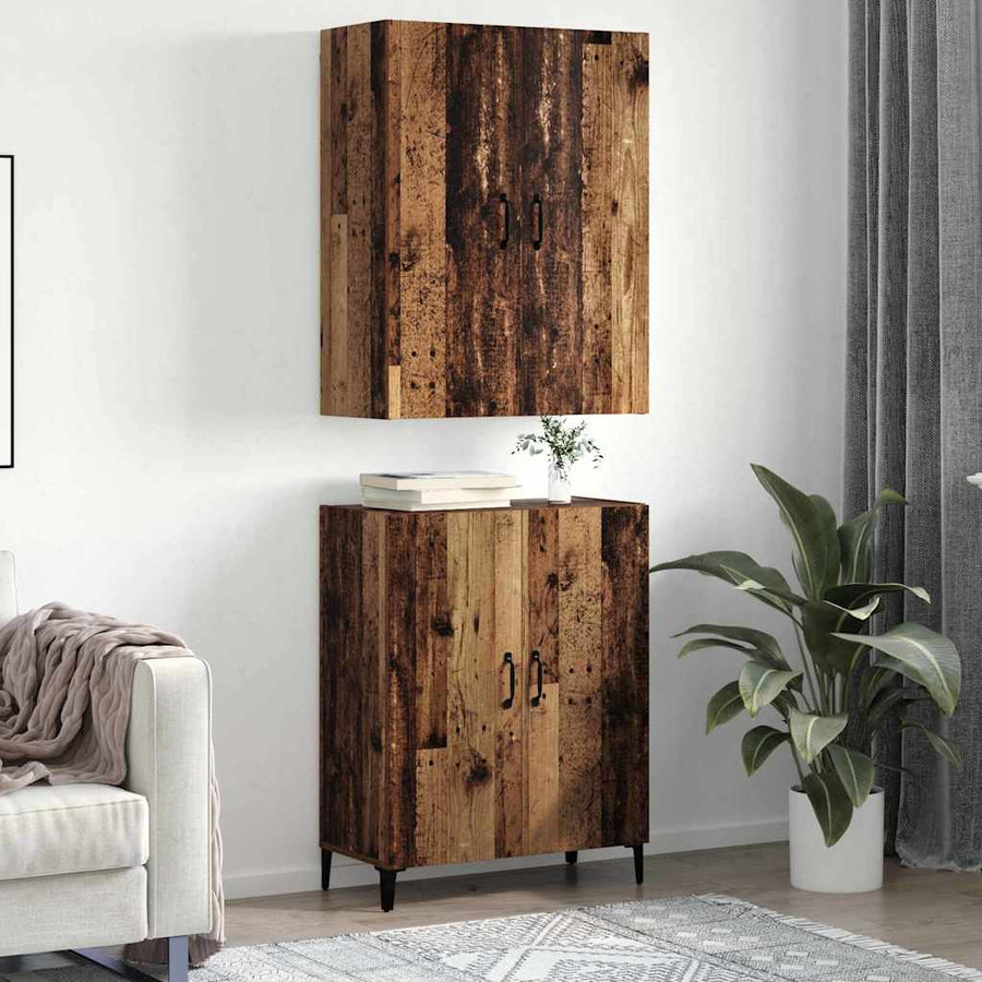 Hoge kast 2 pcs Oud hout Bewerkt hout