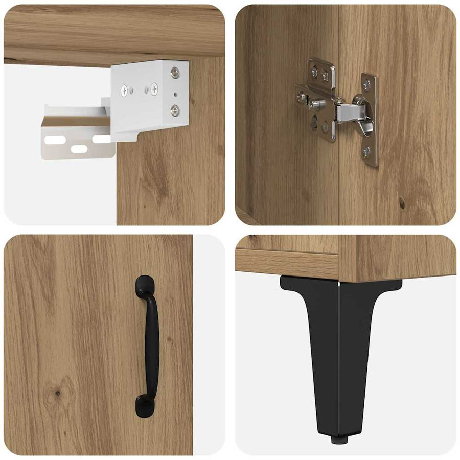 Hoge kast 2 pcs Artisan Eiken Bewerkt hout