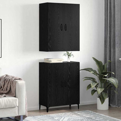 Hoge kast 2 pcs Zwart Eiken Bewerkt hout