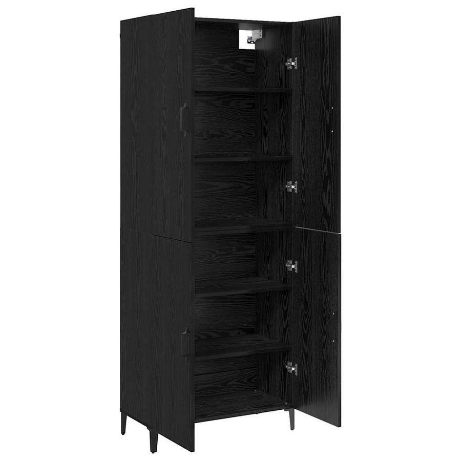 Hoge kast 2 pcs Zwart Eiken Bewerkt hout