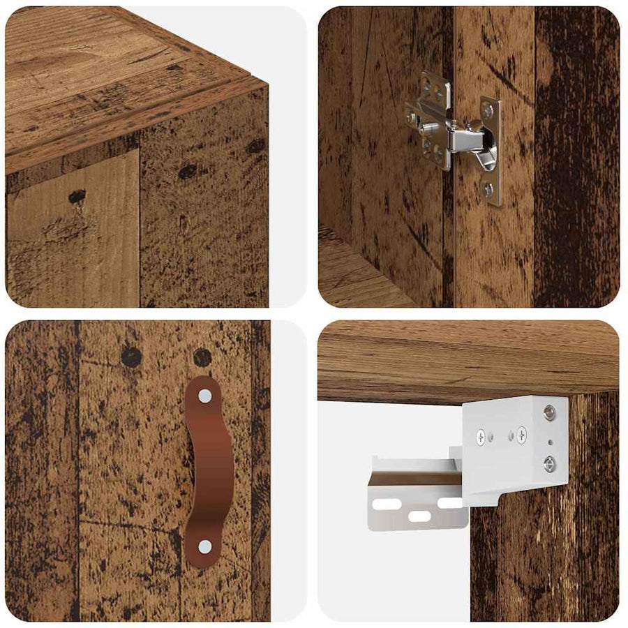 Wandkast 2 pcs Oudhout 69,5 x 34 x 90 cm Bewerkt hout