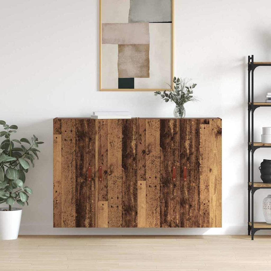 Wandkast 2 pcs Oudhout 69,5 x 34 x 90 cm Bewerkt hout