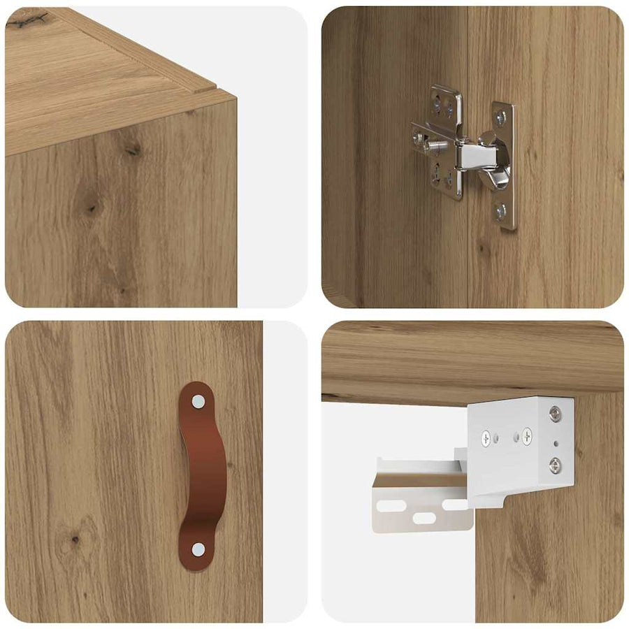 Wandkast 2 pcs Artisan Eiken 69,5 x 34 x 90 cm Bewerkt hout