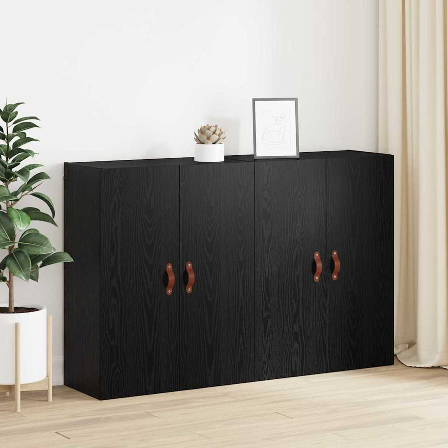 Wandkast 2 pcs Zwart Eiken 69,5 x 34 x 90 cm Bewerkt hout