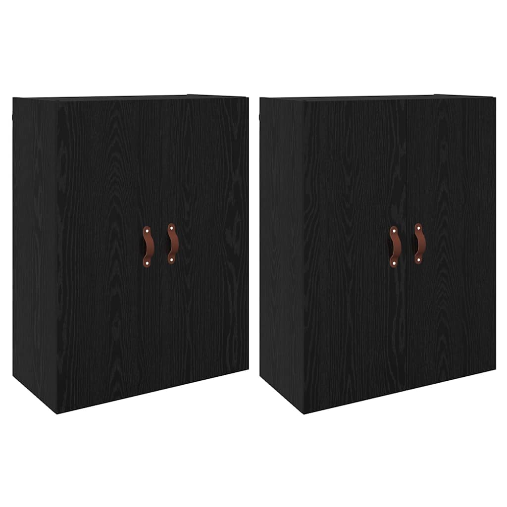 Wandkast 2 pcs Zwart Eiken 69,5 x 34 x 90 cm Bewerkt hout