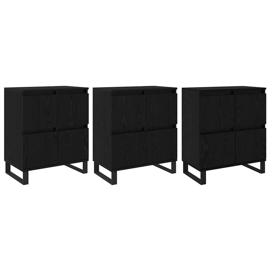 Dressoir 3 pcs Zwart Eiken 60 x 35 x 70 cm