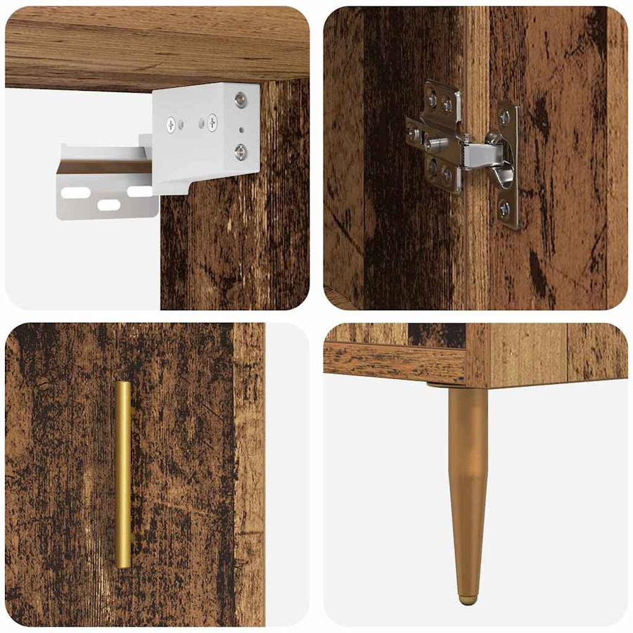 Highboard Oud hout 69,5 x 34 x 180 cm Bewerkt hout