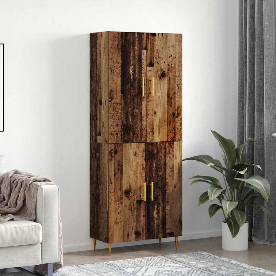 Highboard Oud hout 69,5 x 34 x 180 cm Bewerkt hout