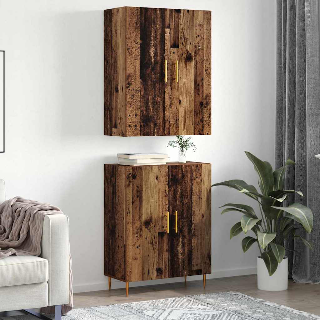 Highboard Oud hout 69,5 x 34 x 180 cm Bewerkt hout
