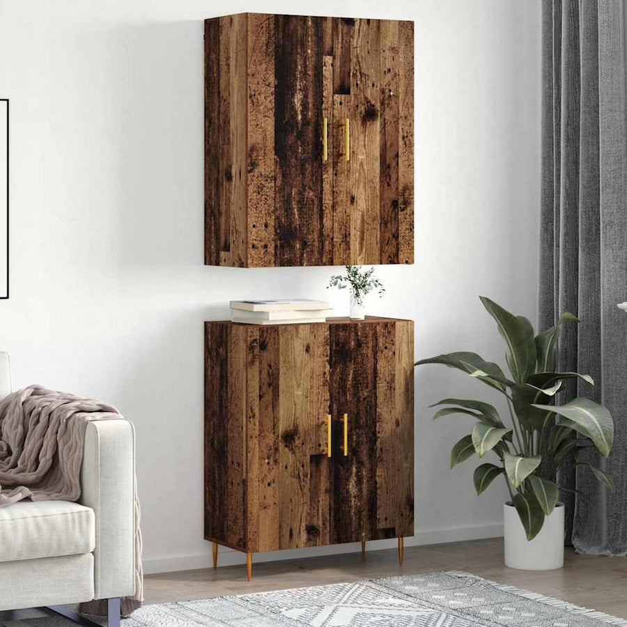 Highboard Oud hout 69,5 x 34 x 180 cm Bewerkt hout